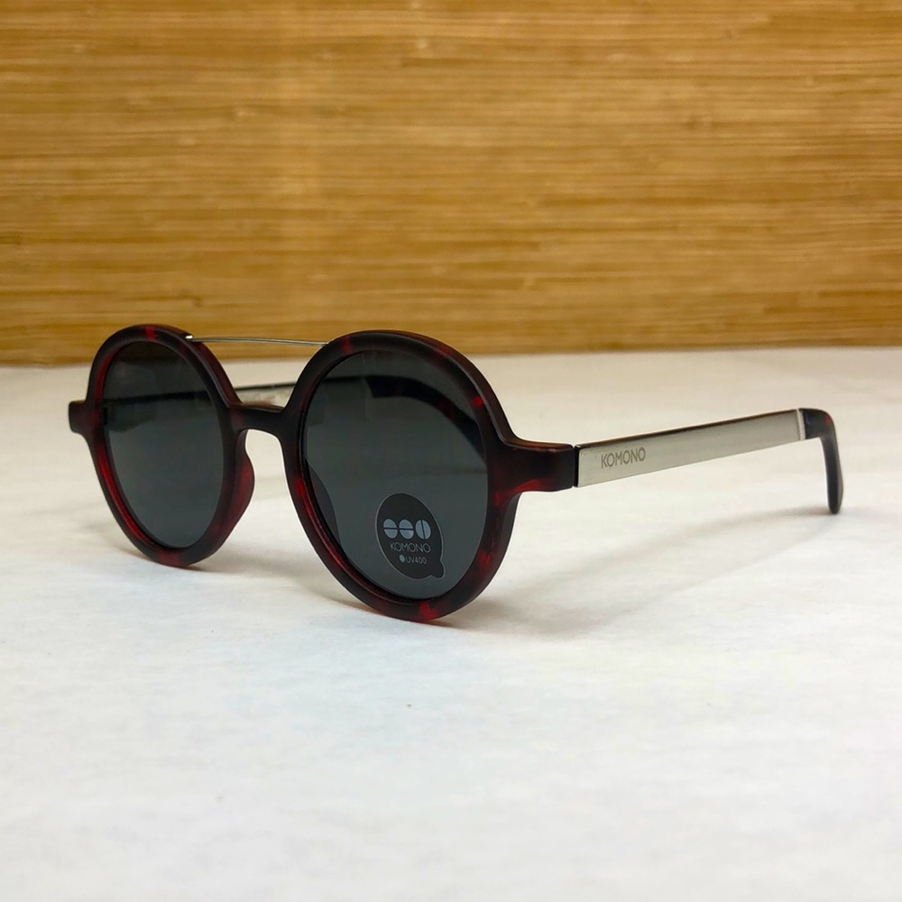 KOMONO Vivien Tortoise Silver Sunglasses Round Red - Picture 8 of 12